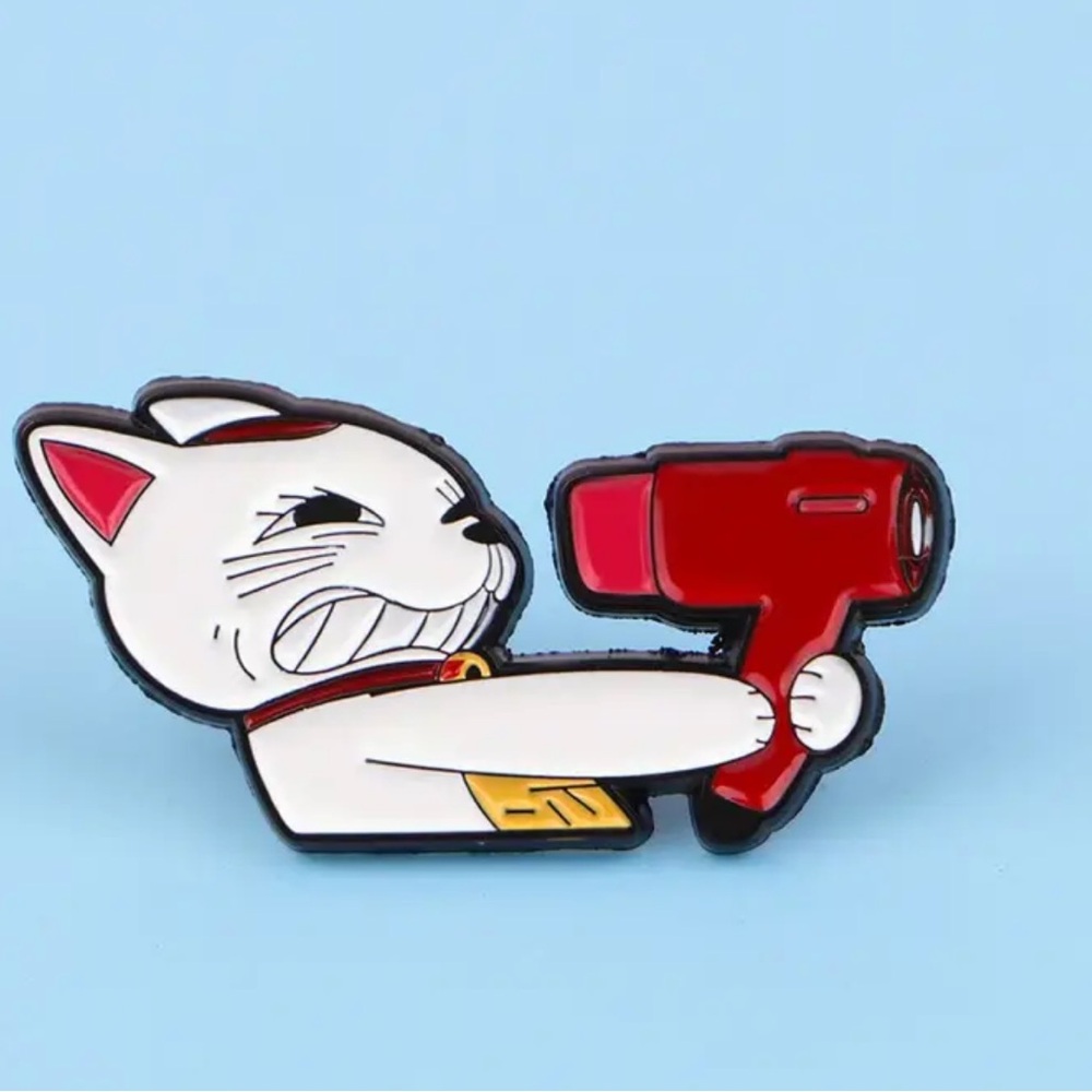 Red and White Cat Enamel Pin